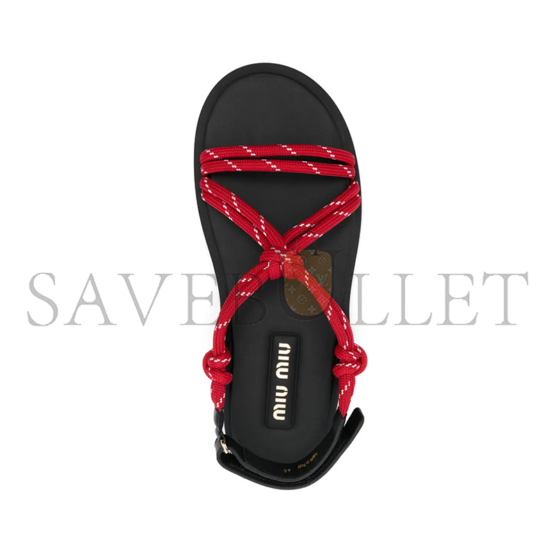 MIU MIU RIVIERE CORD AND LEATHER SANDALS 5X420E